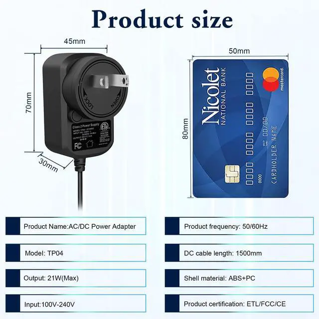 Alt view image 7 of 7 - 21W power supply dapter for Amazon Alexa Echo 1st 2nd Generation, Echo Show 1st Gen, Echo Show 5 (3rd Gen), Echo Plus 1st Gen, Echo Look, Echo Link, Fire TV 2nd Gen, 15V replacement AC power cord