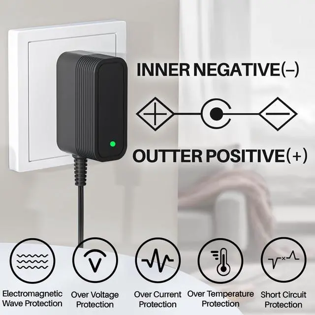 Alt view image 5 of 7 - 10V AC Adapter for Dogtra Charger for Dogtra ARC 1900S 1902S 2300NCP 2500B 3500NCP 3502NCP HK-AJ-100A150-US Remote E Collar for Dogs Training Replacement Power Supply with Extra Long Cord