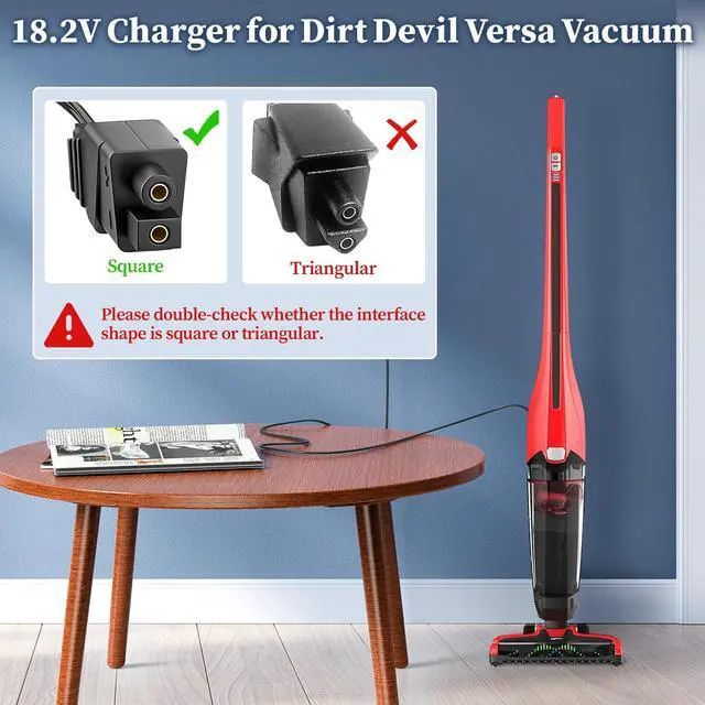 Alt view image 2 of 7 - 18.2V Charger for Dirt Devil Versa Vacuum Power Cord for Dirt Devil BD22050 BD22052 BD30025B BD10315B Cordless Stick Vacuum Cleaner 300mA Power Supply for 440008693 440013094 AC Adapter