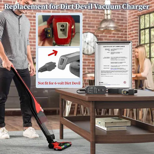 Alt view image 3 of 7 - 18.2V Charger for Dirt Devil Versa Vacuum Power Cord for Dirt Devil BD22050 BD22052 BD30025B BD10315B Cordless Stick Vacuum Cleaner 300mA Power Supply for 440008693 440013094 AC Adapter