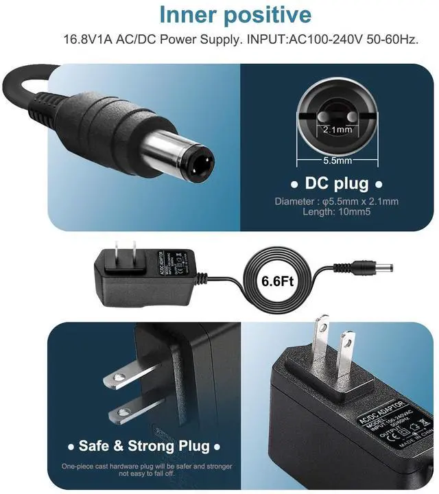 Alt view image 2 of 6 - 12.6V AC/DC Massage Gun Charger Adapter Compatible with Cholas KZD02, Tyiaus, JamGym, Helices, Headnote, Fantasy, Olski, Fylina, Valano J01, Sylphim,Neprock,Aquapro Power Supply Cord Cable(6.6Ft)