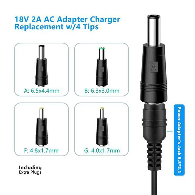 Alt view image 2 of 7 - 18V DC Adapter Charger Compatible for Altec Lansing Mix 2.0 Rockbox XL IMW999, Altec Lansing IMW889 Bluetooth Speakers, Brookstone Big Blue Studio Speaker 18V 2A AC Power Supply Charging Cable Cord