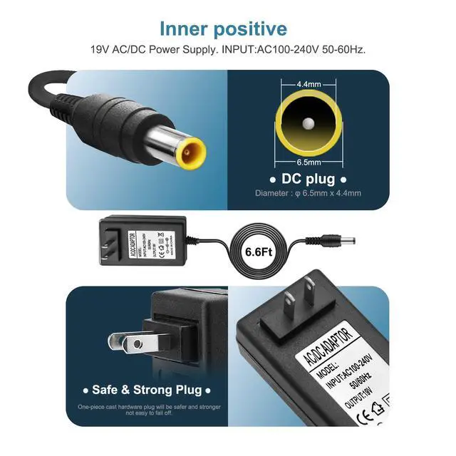 Alt view image 4 of 5 - 19V 1.3A 2.1A 3.42v Power Adapter for LG Monitor Power Cord 19V DC Power Supply Charging for LG 32" 27" 24" 23" 22" 20" 19" LCD LED HD TV Monitor Replacement Power Cord Cable