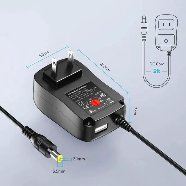 Alt view image 4 of 7 - 41W Universal 6V 9V 12V 15V 18V 20V 24V AC DC Adapter Power Supply with 10 Tips for Household Electronics Router Smart Phone Mp3 Tablets CCTV Cameras - Max. Amps 1.5A 1500mA