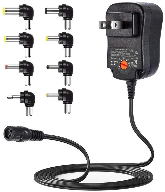 Main image of 12W Universal AC Adapter DC 3V 4.5V 5V 6V 7.5V 9V 12V Power Cord for Household Electronics CCTV IP Camers Routers Speaker Webcam Multi Voltage 1000mA Wall Cord Charger