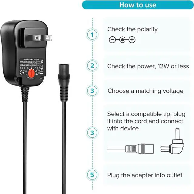 Alt view image 7 of 7 - 12W Universal AC Adapter DC 3V 4.5V 5V 6V 7.5V 9V 12V Power Cord for Household Electronics CCTV IP Camers Routers Speaker Webcam Multi Voltage 1000mA Wall Cord Charger
