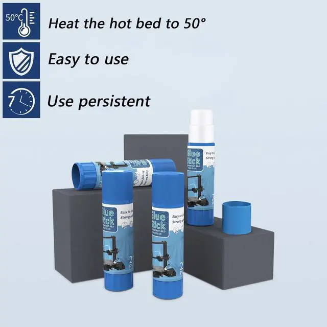 Alt view image 3 of 6 - 3D Printer Glue Stick PVP Solid Glue for Heat Bed, Prevents Warping, Easy Release & Washable, Compatible with PLA,ABS,HIPS,PET,ASA Filaments, and Various Build Plates (Blue)