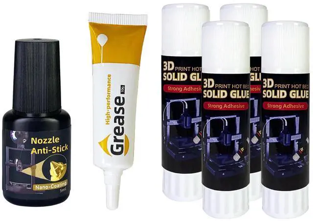Main image of Essential 3D Printing Accessories Kit Includes 3D Printer Glue Sticks Adhesive for Hot Bed, 3D Printer Nozzle Cleaning Coating, Lubricant Grease, Suitable for All 3D Printers (6-Piece Set)