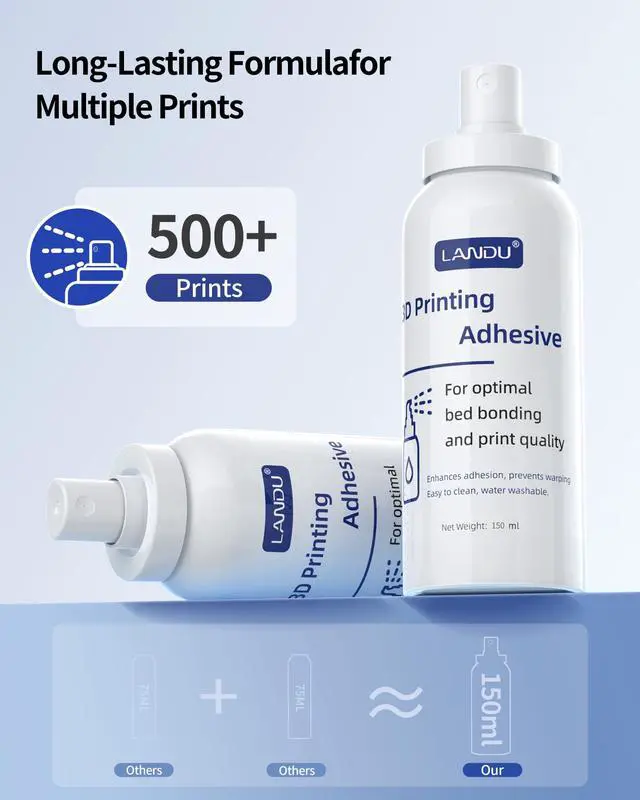 Alt view image 6 of 7 - 3D Printing Adhesive, 3D Printer Build Plate Bed Adhesive Glue Reduces Warping for ABS, ASA, PLA, and PETG Filament Suitable for Various 3D Printing Beds, 3D Glue for 3D Printing - 2×150ml