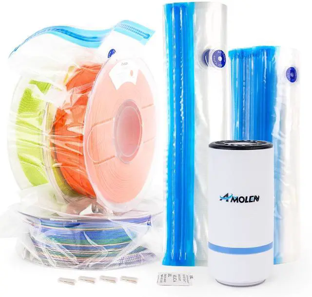 Main image of 28PCS Filament Storage Bags Vacuum Kit, Cleaning Drying Sealed 16 Bags with Two Sizes for 3D Printer Filament with Automatic Pumps/Desiccants/Clips