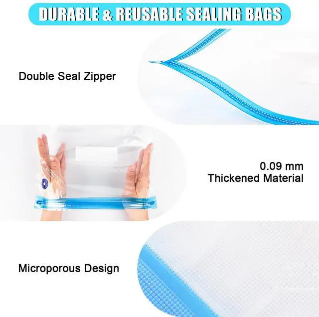 Alt view image 3 of 7 - 28PCS Filament Storage Bags Vacuum Kit, Cleaning Drying Sealed 16 Bags with Two Sizes for 3D Printer Filament with Automatic Pumps/Desiccants/Clips