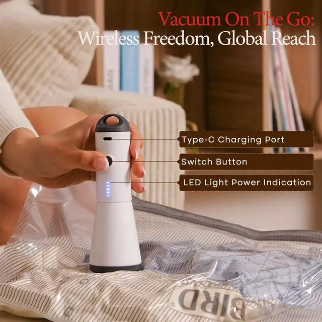 Alt view image 2 of 7 - Vacuum Bags for Travel with Rechargeable air Pump, Carry-on Size Compression Packing Bags for Luggage and Suitcase, Space Saver for Clothes and Clothing 15 Combo Travel Size