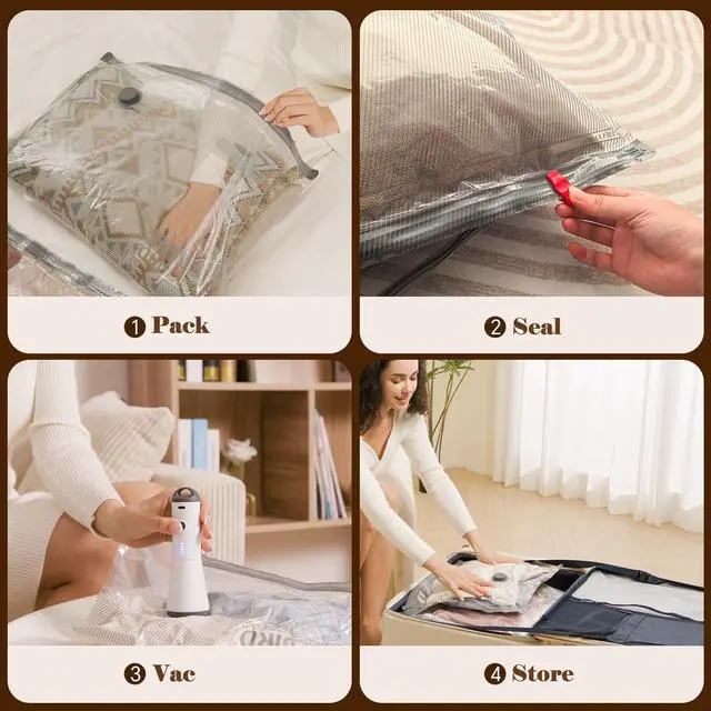 Alt view image 7 of 7 - Vacuum Bags for Travel with Rechargeable air Pump, Carry-on Size Compression Packing Bags for Luggage and Suitcase, Space Saver for Clothes and Clothing 15 Combo Travel Size