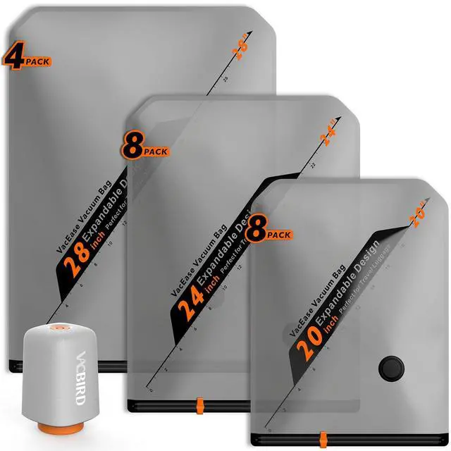 Main image of Rechargeable Wireless Pump Travel Storage Bags Set - 20 Pack Portable Space Saver Bags for Travel & Home - Vacuum Compression Packing Seal for Clothes, Blankets, Seasonal Storage