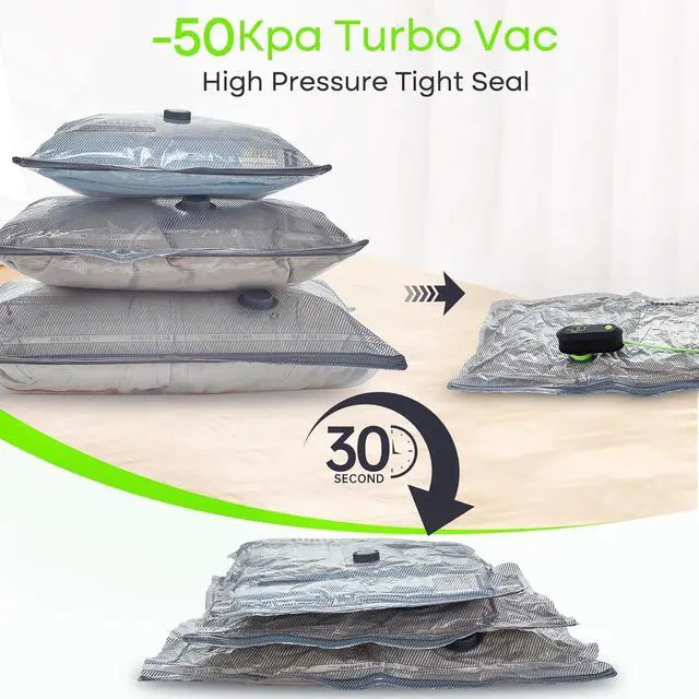 Alt view image 4 of 7 - Vacuum Bags for Travel with USB Electric Pump, 15 Pack Carry-on Size Compression Packing for Luggage and Suitcase, Space Saver Bags for Clothes and Clothing Travel