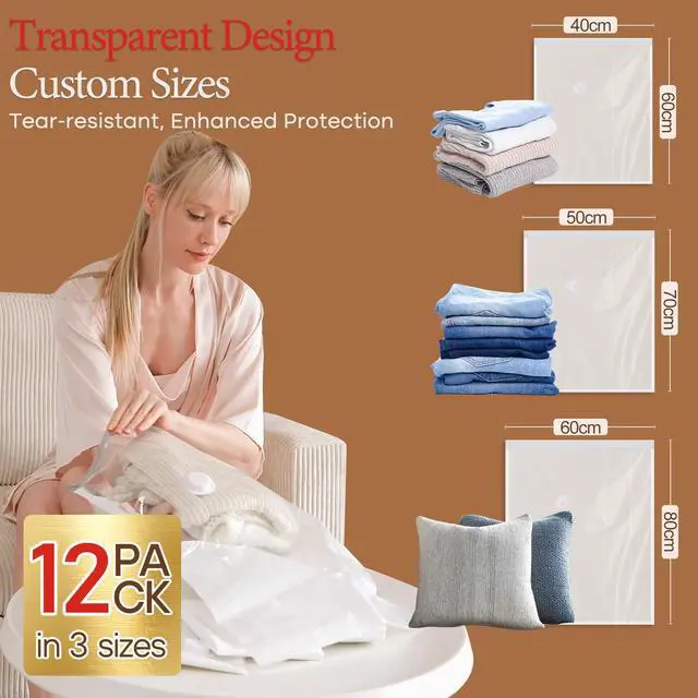 Alt view image 6 of 7 - Travel Vacuum Storage Bags with Rechargeable Cordless Pump, 12 Pack Vacuum Seal Bags for Clothing(4 Large+4 Medium+4 Small), Compression Packing for Clothes Suitcase Luggage Blanket Pillows