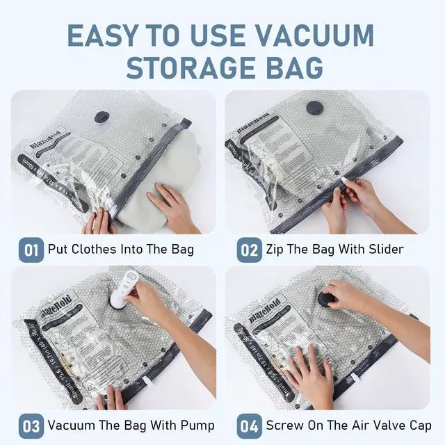 Alt view image 6 of 7 - Travel Vacuum Storage Bags with Rechargeable Cordless Pump, 20 Pack 4 Sizes Compression Packing Bag Set for Luggage, Thickened Vacuum Seal Bags for Clothing, Triple-Zipper Sealer Upgrade