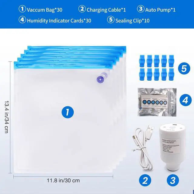 Alt view image 2 of 7 - 3D Print Filament Storage Bag Vacuum Kits - 30Pcs Cleaning Drying Sealed Bags with 30Pcs Humidity Indicator Cards & Auto-Pump