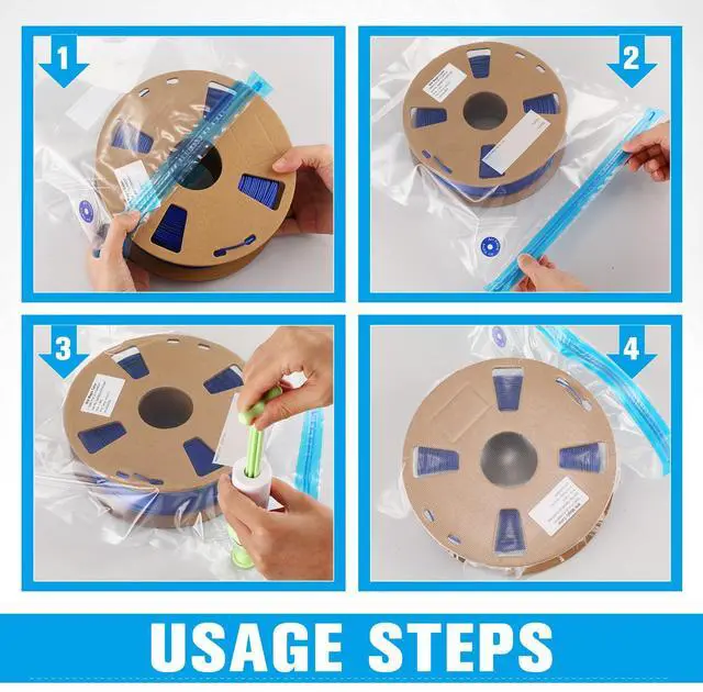 Alt view image 5 of 5 - 35 Pcs 3D Filament Storage Bags Vacuum Sealed Kit, Include Reusable 3D Printer Filament Vacuum Storage Bags 13.4 x 11.8 Inch and Cobalt Free Humidity Indicator Cards for Keeping Files Dry