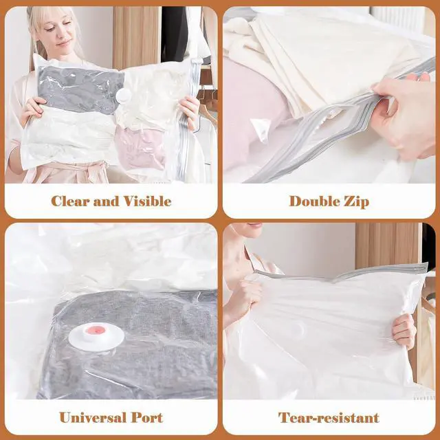 Alt view image 7 of 7 - Travel Vacuum Storage Bags with Rechargeable Cordless Pump, 12 Pack Vacuum Seal Bags for Clothing(4 Large+4 Medium+4 Small), Compression Packing for Clothes Suitcase Luggage Blanket Pillows