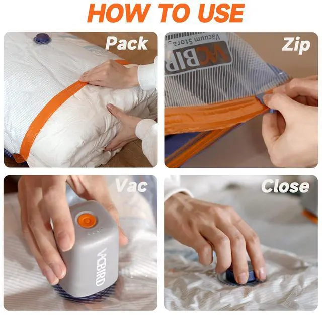 Alt view image 7 of 7 - Vacuum Storage Bags with Rechargeable Cordless Pump,15 Pack 3 Size Compression Packing Cubes Seal Bags, Space Saver for Clothes and Clothing Blankets Organization Space Saving