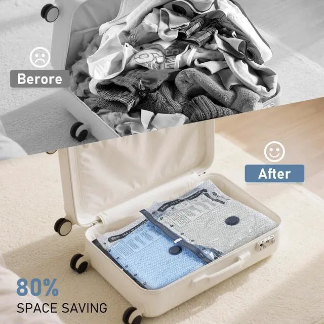 Alt view image 7 of 7 - Travel Vacuum Storage Bags with Rechargeable Cordless Pump, 20 Pack 4 Sizes Compression Packing Bag Set for Luggage, Thickened Vacuum Seal Bags for Clothing, Triple-Zipper Sealer Upgrade