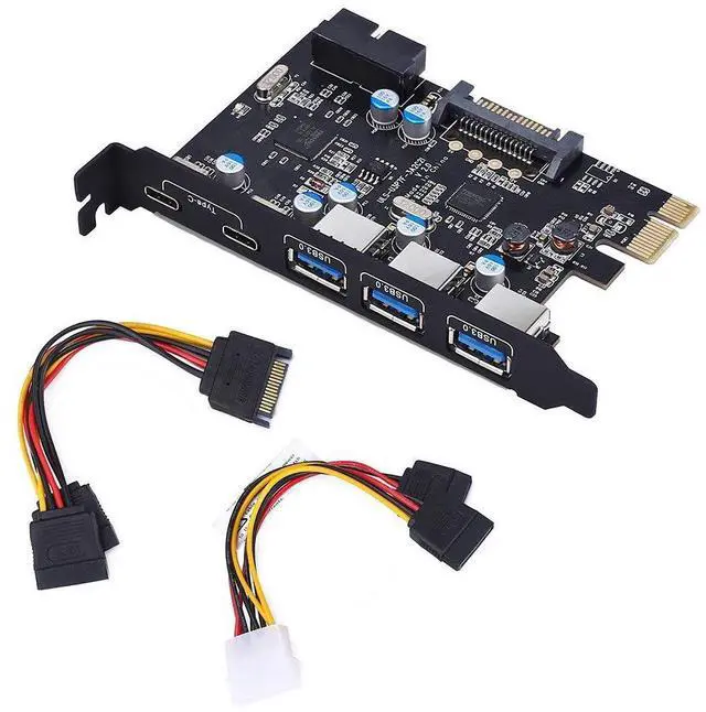 Main image of PCI-E to Type C (2),Type A (3) USB 3.0 5-Port PCI Express Expansion Card Expanding 2 USB 3.0 Ports with Internal 19-Pin Connector for Window 7/8/10/XP/Vista