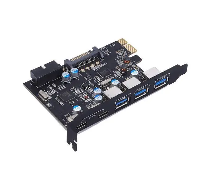 Alt view image 3 of 7 - PCI-E to Type C (2),Type A (3) USB 3.0 5-Port PCI Express Expansion Card Expanding 2 USB 3.0 Ports with Internal 19-Pin Connector for Window 7/8/10/XP/Vista