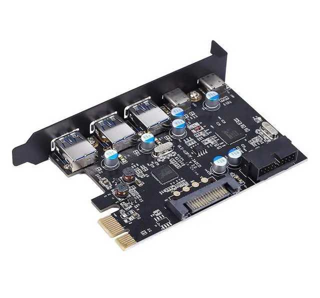 Alt view image 4 of 7 - PCI-E to Type C (2),Type A (3) USB 3.0 5-Port PCI Express Expansion Card Expanding 2 USB 3.0 Ports with Internal 19-Pin Connector for Window 7/8/10/XP/Vista