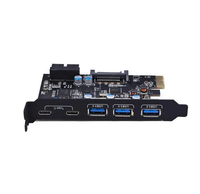 Alt view image 5 of 7 - PCI-E to Type C (2),Type A (3) USB 3.0 5-Port PCI Express Expansion Card Expanding 2 USB 3.0 Ports with Internal 19-Pin Connector for Window 7/8/10/XP/Vista