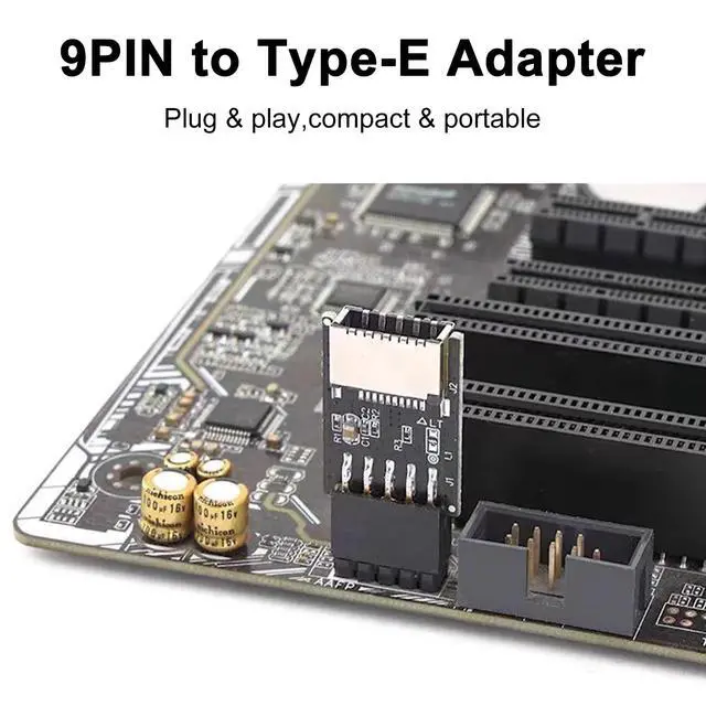 Alt view image 2 of 4 - USB 2.0 to USB 3.2 Gen 1 Header Adapter, Front Panel Connector Motherboard, USB 9Pin Female to Type-E Adapter for Extending USB C Ports on Front Panel of PC 1 Pack