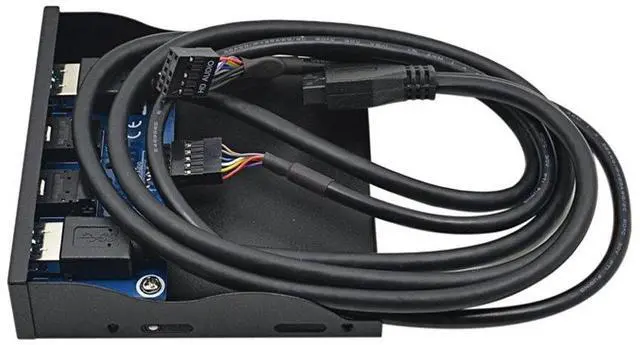 Alt view image 4 of 6 - 3.5" Floppy Bay High Speed 5 Gbps 20Pin 2 Port USB 3.0 Hub HD Audio 3.5mm Earphone Jack Mic Interface PC Front Panel Adapter