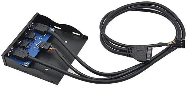Alt view image 5 of 6 - 3.5" Floppy Bay High Speed 5 Gbps 20Pin 2 Port USB 3.0 Hub HD Audio 3.5mm Earphone Jack Mic Interface PC Front Panel Adapter