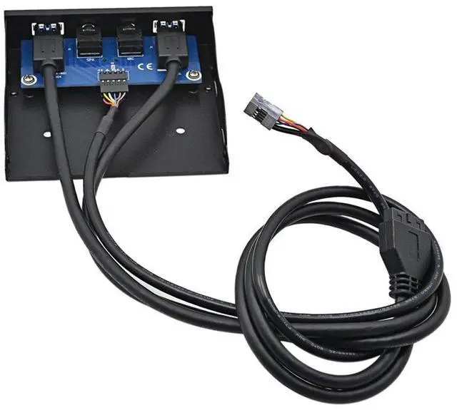 Alt view image 6 of 6 - 3.5" Floppy Bay High Speed 5 Gbps 20Pin 2 Port USB 3.0 Hub HD Audio 3.5mm Earphone Jack Mic Interface PC Front Panel Adapter