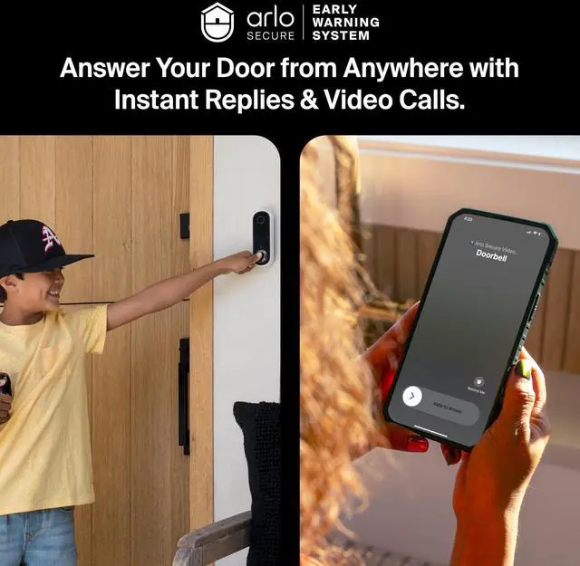 Alt view image 6 of 7 - Video Doorbell HD | 2nd Gen | Wireless/Wired Option, 2-Way Audio, Night Vision, Head to Toe Video View, Integrated Siren | Live Stream | Real Time Notifications |180 Deg Wide View, White