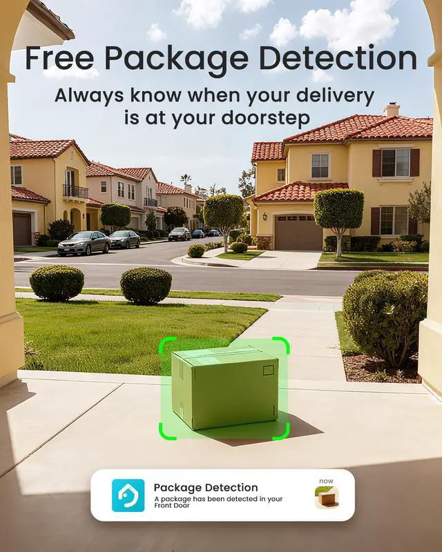 Alt view image 3 of 7 - Doorbell Camera Wired with Chime, No Monthly Fee, 2K Wired Doorbell with Head-to-Toe Video, Package Detection, 2.4/5GHz WiFi-6, Built-in 8GB Storage, Two-Way Talk, Color Night Vision, DB322
