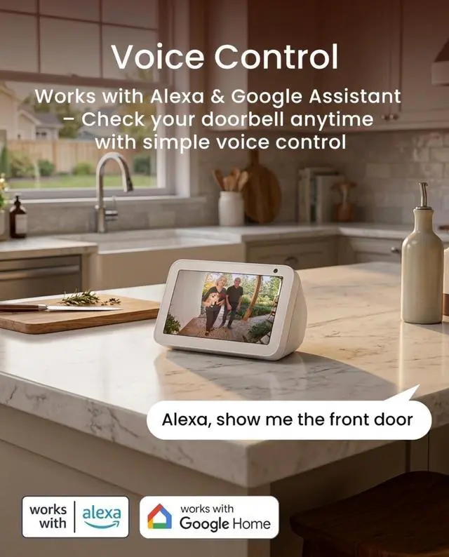 Alt view image 5 of 7 - Doorbell Camera Wired with Chime, No Monthly Fee, 2K Wired Doorbell with Head-to-Toe Video, Package Detection, 2.4/5GHz WiFi-6, Built-in 8GB Storage, Two-Way Talk, Color Night Vision, DB322