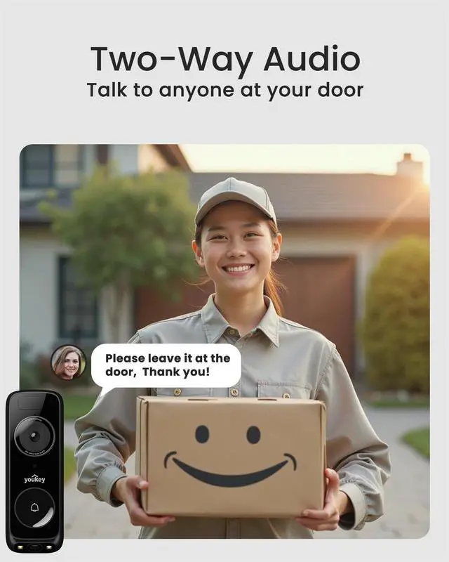 Alt view image 7 of 7 - Doorbell Camera Wired with Chime, No Monthly Fee, 2K Wired Doorbell with Head-to-Toe Video, Package Detection, 2.4/5GHz WiFi-6, Built-in 8GB Storage, Two-Way Talk, Color Night Vision, DB322