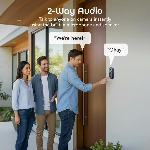 Alt view image 4 of 7 - Halo 3MP Smart Video Doorbell Camera Battery Powered or Hardwired Surveillance Includes Plug-in Chime, 2K HD Video, 2-Way Audio, & Night Vision Alexa & Google Assistant Compatible
