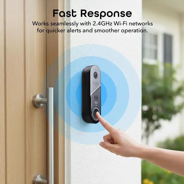 Alt view image 5 of 7 - Halo 3MP Smart Video Doorbell Camera Battery Powered or Hardwired Surveillance Includes Plug-in Chime, 2K HD Video, 2-Way Audio, & Night Vision Alexa & Google Assistant Compatible