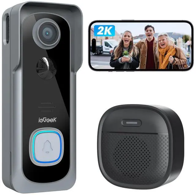 Main image of Wireless Video Doorbell Camera, No Subscription Needed, 2K HD Clear View, PIR Motion Detection Instant Alert with Indoor Chime, Only 2.4GHz WiFi, Support Local & Cloud Storage