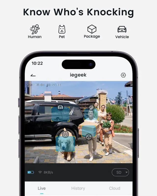 Alt view image 7 of 7 - Wireless Video Doorbell Camera, No Subscription Needed, 2K HD Clear View, PIR Motion Detection Instant Alert with Indoor Chime, Only 2.4GHz WiFi, Support Local & Cloud Storage