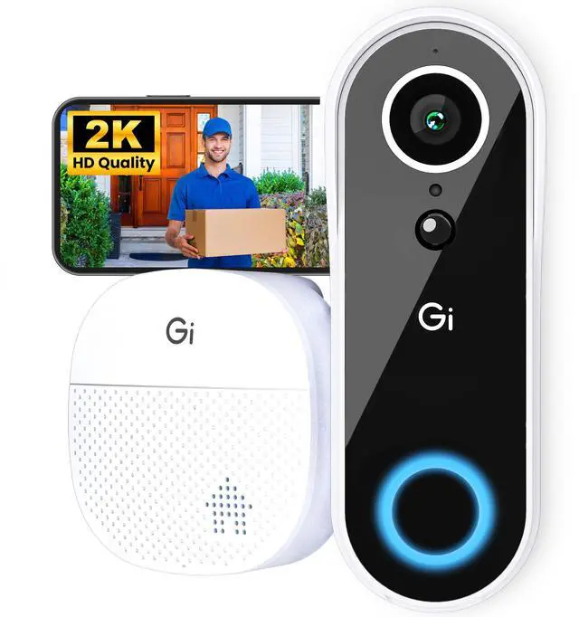 Main image of Video Doorbell Camera with Chime - 2K QHD Video - 6 Months Rechargeable Battery - IP64 Weather-Proof, Motion Detection, 2 Way Audio Wireless for Home - Easy to Setup