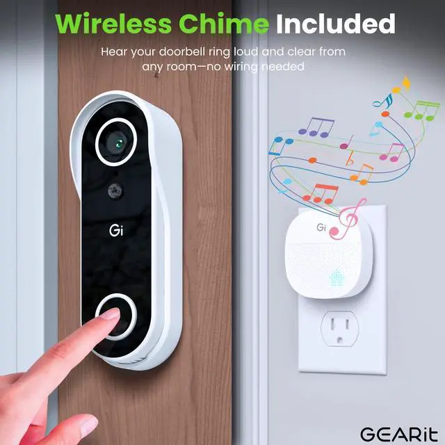 Alt view image 4 of 7 - Video Doorbell Camera with Chime - 2K QHD Video - 6 Months Rechargeable Battery - IP64 Weather-Proof, Motion Detection, 2 Way Audio Wireless for Home - Easy to Setup
