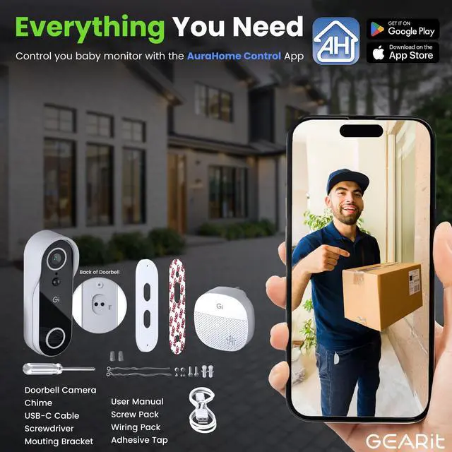 Alt view image 7 of 7 - Video Doorbell Camera with Chime - 2K QHD Video - 6 Months Rechargeable Battery - IP64 Weather-Proof, Motion Detection, 2 Way Audio Wireless for Home - Easy to Setup