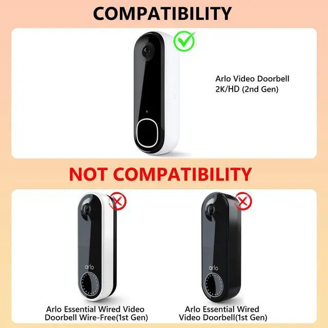 Alt view image 2 of 7 - Doorbell Mount Compatible with Arlo Video Doorbell 2K/HD (2nd Gen), No-Drill Mounting Bracket Secure Holder for Apartment Home Office with Enhanced Protection for Arlo Doorbell Camera