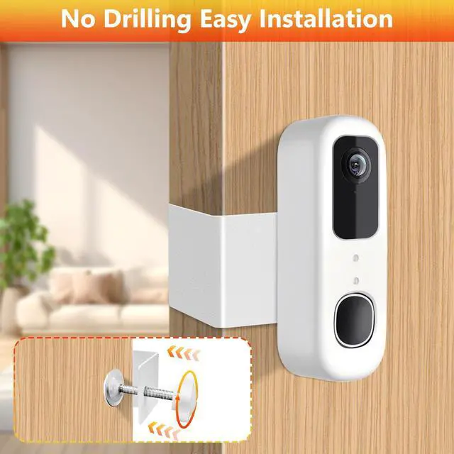 Alt view image 4 of 7 - Doorbell Mount Compatible with Arlo Video Doorbell 2K/HD (2nd Gen), No-Drill Mounting Bracket Secure Holder for Apartment Home Office with Enhanced Protection for Arlo Doorbell Camera