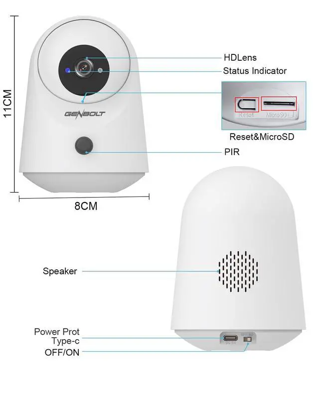 Alt view image 7 of 7 - 2K WiFi Indoor House Security Camera Wireless, Pan Tilt Pet Camera with 5000mAh Battery Powered, IP Camera CCTV Nanny Dog Cam Baby Monitor with PIR Detection