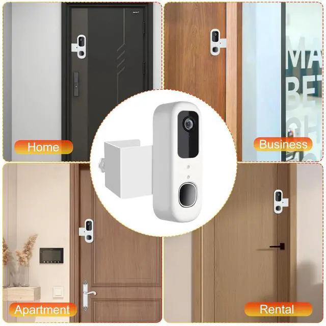 Alt view image 5 of 7 - Doorbell Mount Compatible with Arlo Video Doorbell 2K/HD (2nd Gen), No-Drill Mounting Bracket Secure Holder for Apartment Home Office with Enhanced Protection for Arlo Doorbell Camera