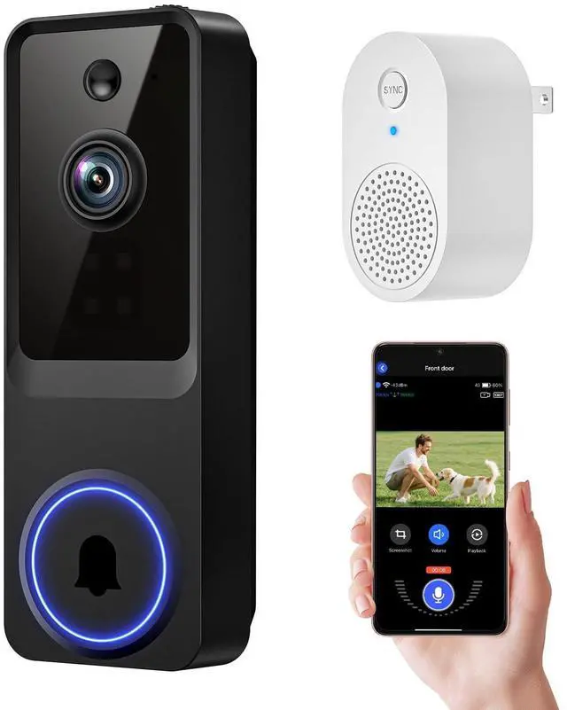 Main image of 1080p Wireless Wi-Fi Video Doorbell Camera with Smart Human Detection, Night Vision, Two Way Audio, Cloud Storage, Support 2.4G WiFi Only